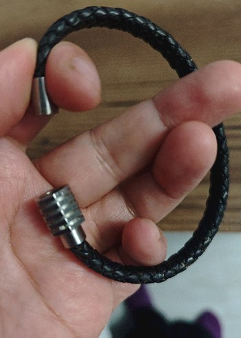 Minimalist Siyah Erkek Biker Bileklik - Görsel 2