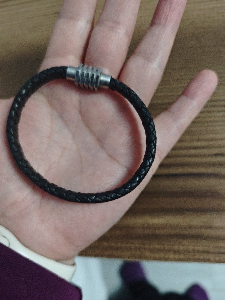 Minimalist Siyah Erkek Biker Bileklik - Görsel 3