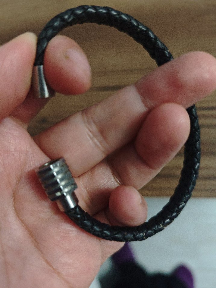 Minimalist Siyah Erkek Biker Bileklik - Görsel 2