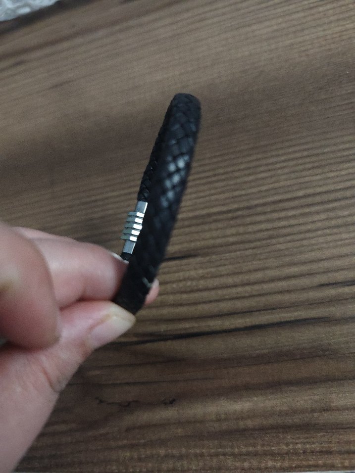 Minimalist Siyah Erkek Biker Bileklik - Görsel 4