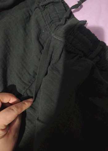 Siyah Keten Midi erkek Pantolon - Görsel 3