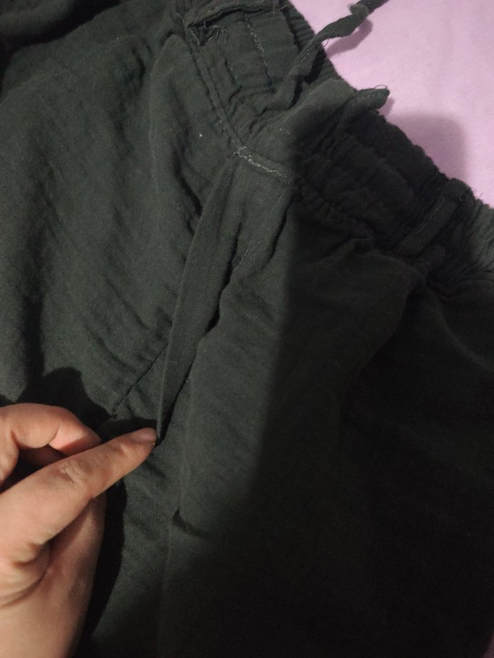 Siyah Keten Midi erkek Pantolon - Görsel 3