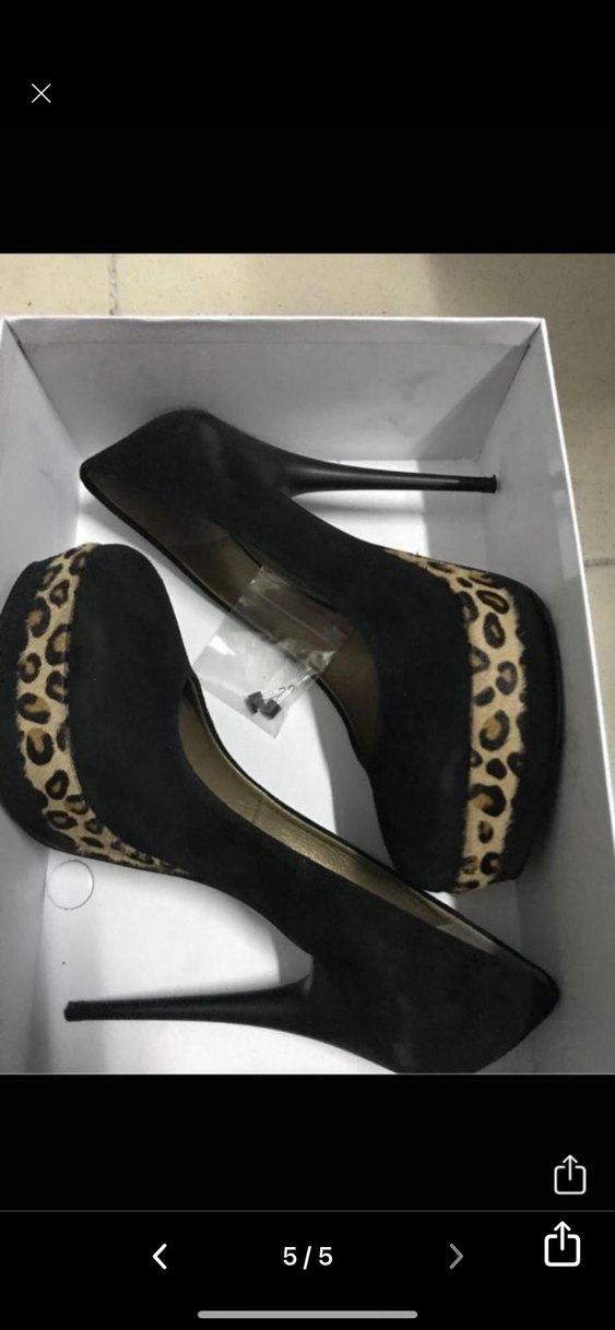 Leopar Desenli Siyah Stiletto Topuklu Kadın Ayakkabı - Görsel 4