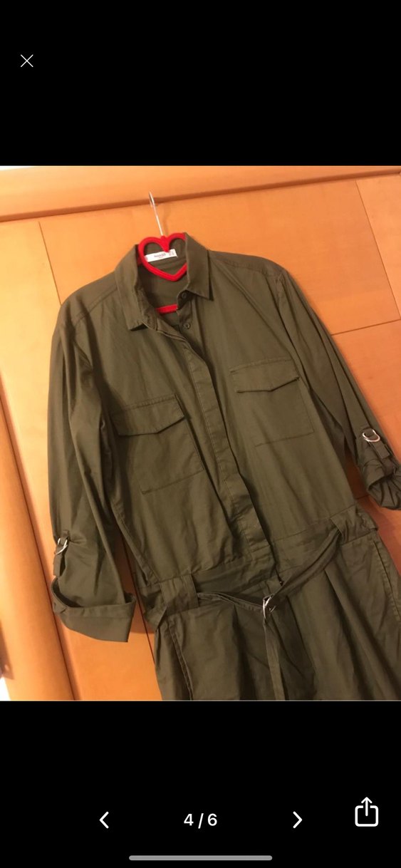 Kadın Haki Uzun Kollu Kemerli Tulum - Görsel 4