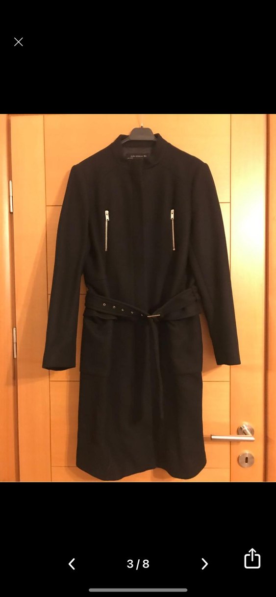 Deri Kemerli Siyah Kaban - Görsel 3