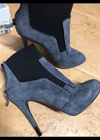 Gri Süet Stiletto Topuklu Kadın Bot - Görsel 8