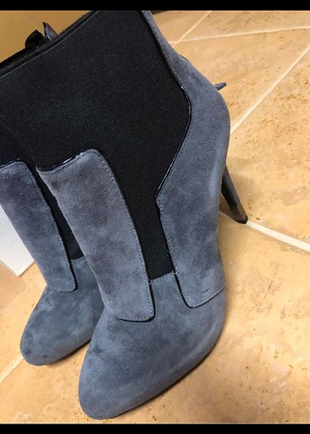 Gri Süet Stiletto Topuklu Kadın Bot - Görsel 7