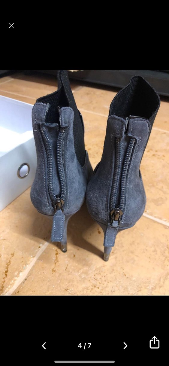 Gri Süet Stiletto Topuklu Kadın Bot - Görsel 4