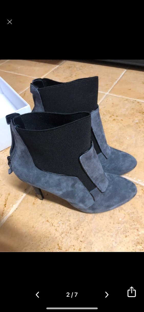 Gri Süet Stiletto Topuklu Kadın Bot - Görsel 2