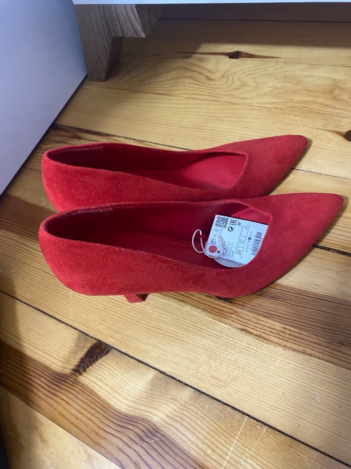 Kırmızı Süet Stiletto Topuklu Kadın Ayakkabı - Görsel 3