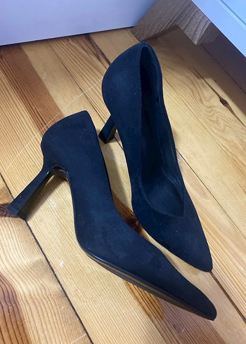 Siyah Süet Stiletto Kadın Ayakkabı - Görsel 3
