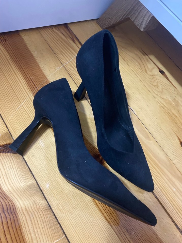 Siyah Süet Stiletto Kadın Ayakkabı - Görsel 3