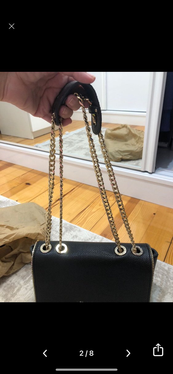 Versace Jeans Siyah Deri Zincir Detaylı Çanta - Görsel 3