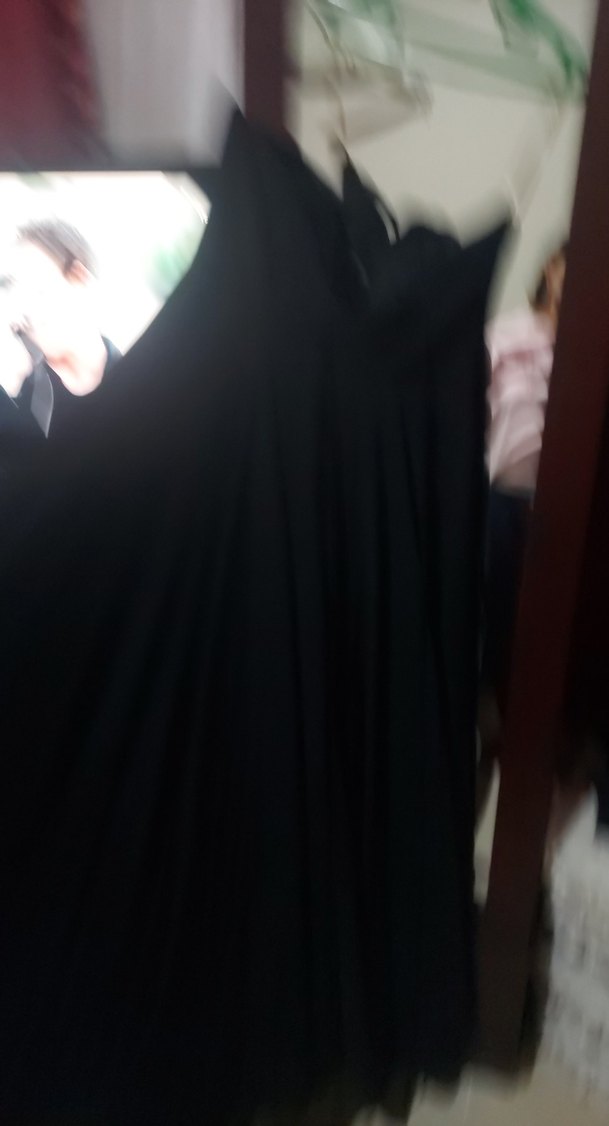 Uzun Siyah V Yakalı Drapeli Kadın gece Elbisesi - Görsel 5