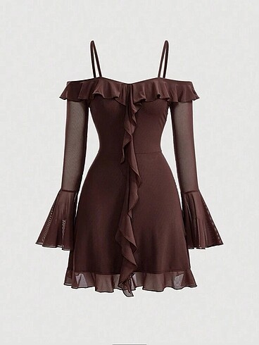 Sheinside Fırfırlı Kesim Elbise