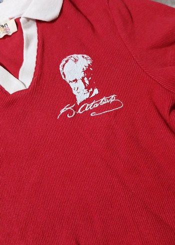 Kız Çocuk Kırmızı Polo Yaka Tişört - Görsel 3
