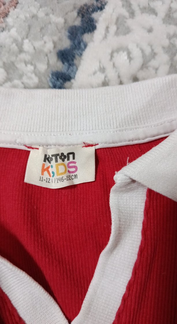 Kız Çocuk Kırmızı Polo Yaka Tişört - Görsel 2