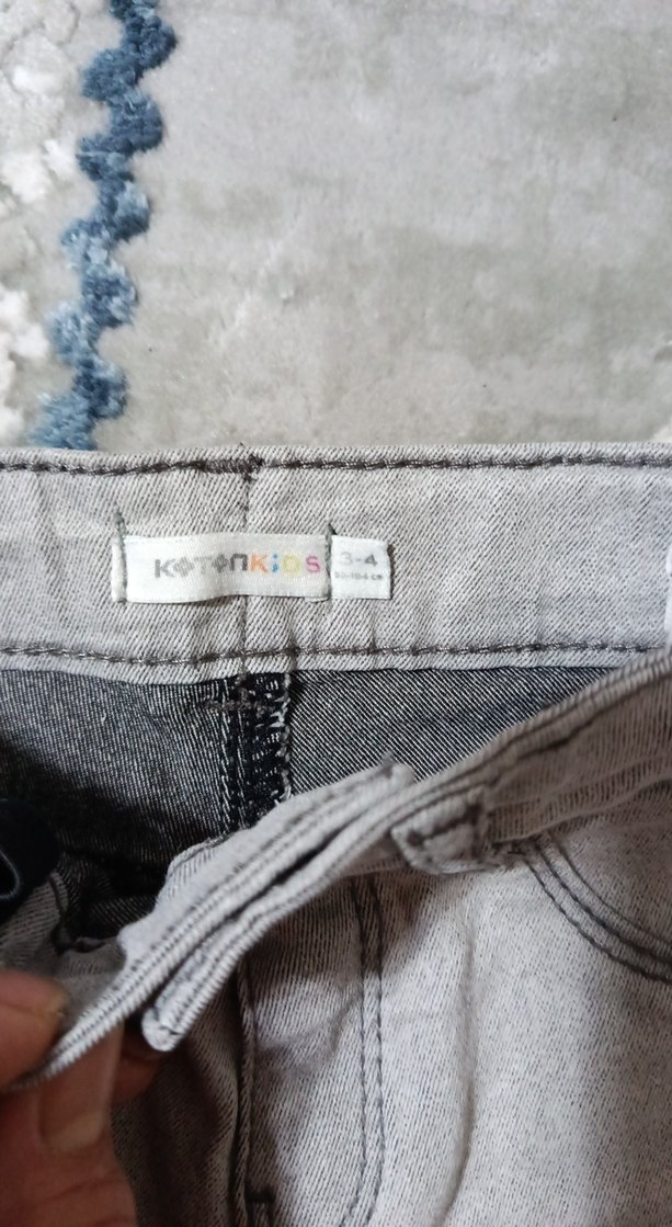 Gri Düğmeli Kız Denim Şort - Görsel 2