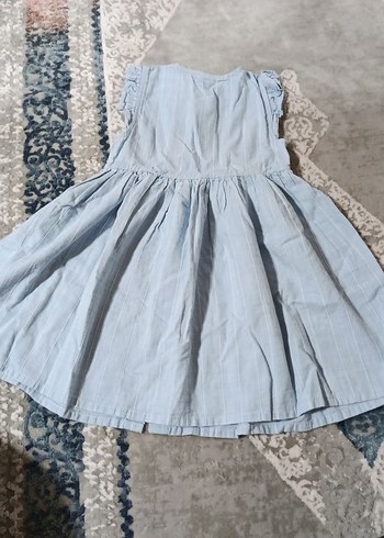 Kolsuz Fırfırlı Kot Kız Çocuk Elbise - Görsel 3