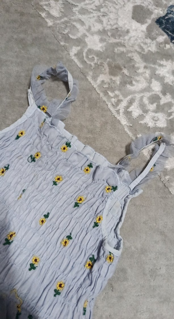 Nakışlı Gri Kız Elbisesi - Görsel 4