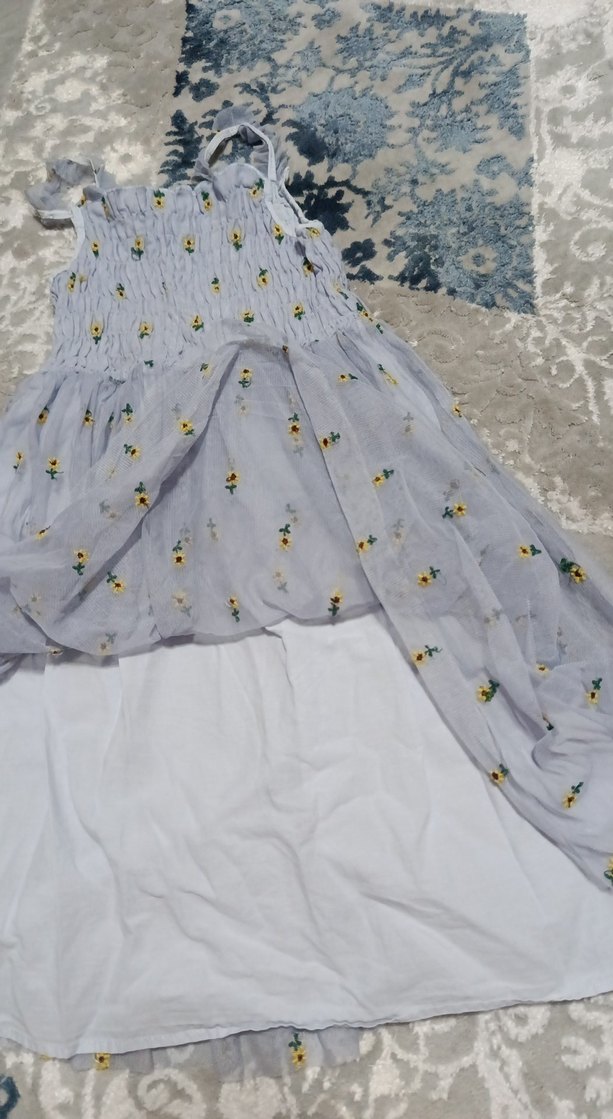 Nakışlı Gri Kız Elbisesi - Görsel 3