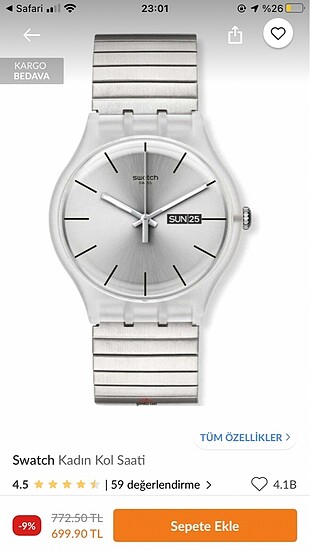 Swatch unisex kol saati