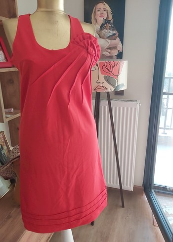 SUN KIRMIZI  Drapeli ELBİSE - Görsel 3