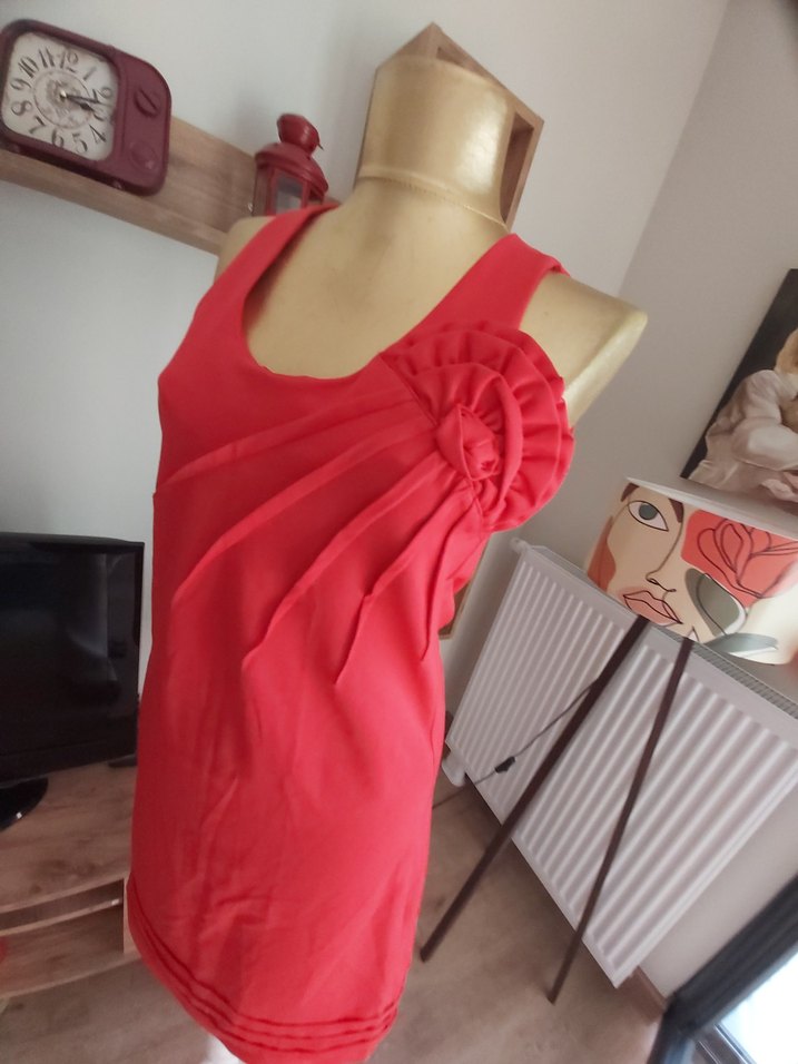 SUN KIRMIZI  Drapeli ELBİSE - Görsel 5