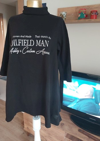 Siyah Baskılı Hamile Tişörtü, Uzun Kollu, Salaş - Görsel 2