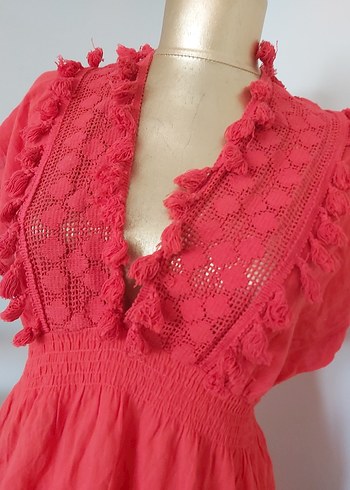 Kırmızı Nakışlı Bohem  Tunik - Görsel 5