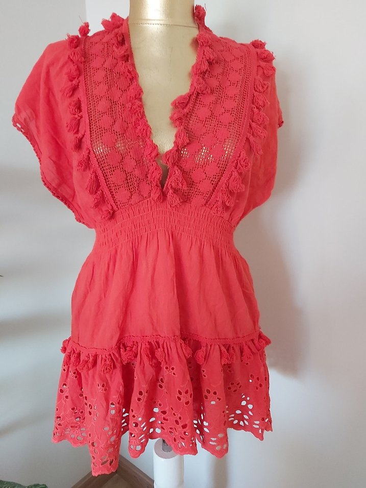 Kırmızı Nakışlı Bohem  Tunik - Görsel 4