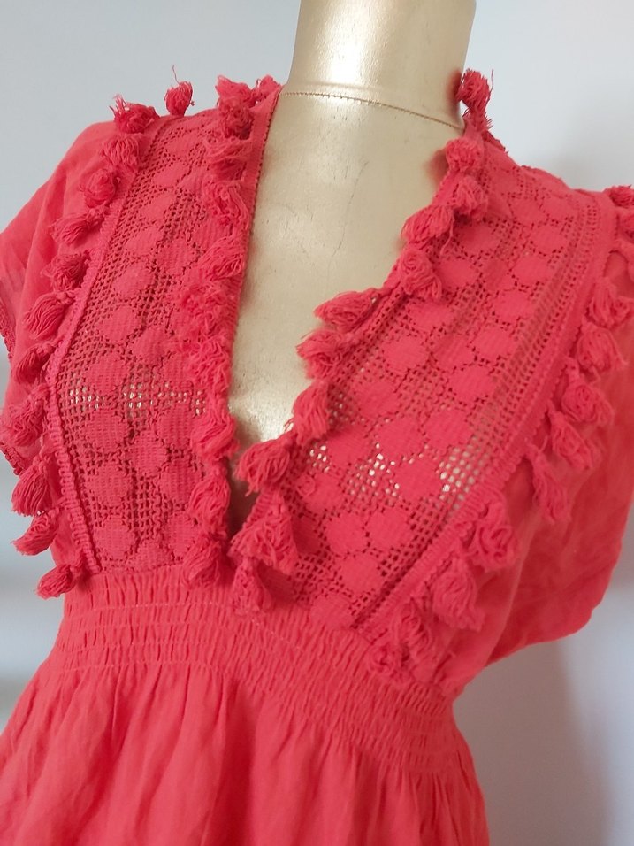 Kırmızı Nakışlı Bohem  Tunik - Görsel 5