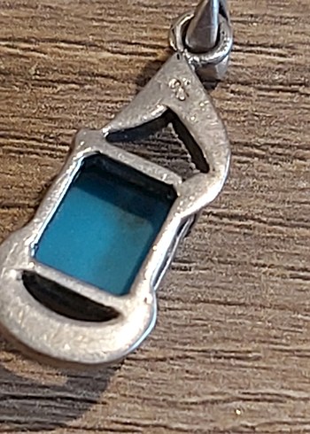 Turkuaz Taşlı 925 AYAR GÜMÜŞ Bohem Kadın Kolye Ucu - Görsel 3