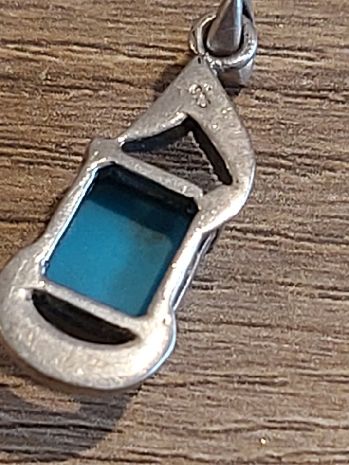 Turkuaz Taşlı 925 AYAR GÜMÜŞ Bohem Kadın Kolye Ucu - Görsel 3