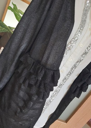 Uzun Siyah Kadın triko Hırka - Görsel 6