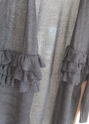 Uzun Siyah Kadın triko Hırka - Görsel 4