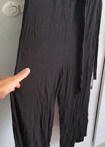 Siyah V Yakalı Drapeli Kadın Tulum - Görsel 3