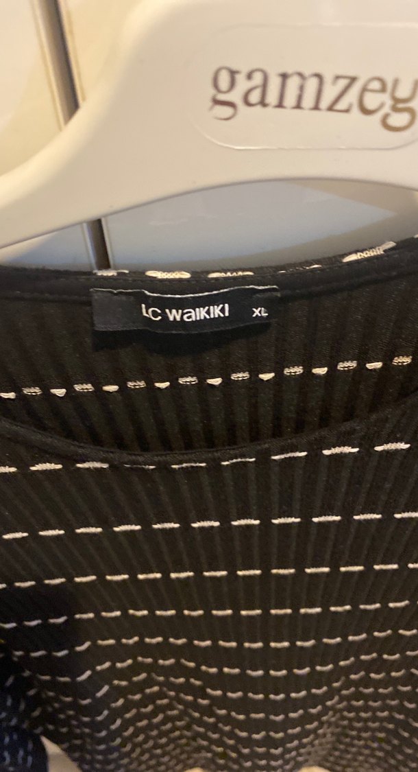 Kadın Siyah Çizgili Uzun Kollu Triko tunik elbise - Görsel 2