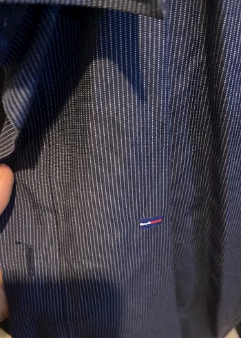 Düğmeli Gri Denim Erkek Gömlek tommy markadır - Görsel 2