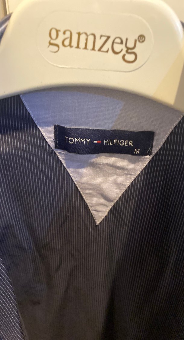 Düğmeli Gri Denim Erkek Gömlek tommy markadır - Görsel 3