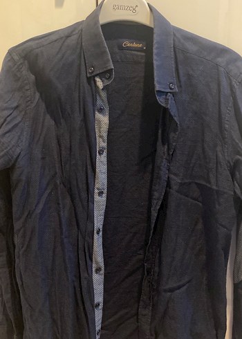 Erkek Lacivert Keten Düğmeli Gömlek - Görsel 2