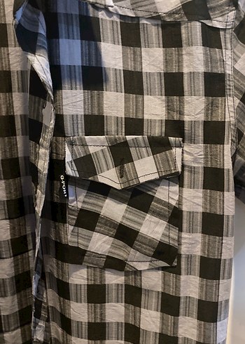 Erkek Gri Kareli Kısa Kollu Gömlek m l olur - Görsel 2