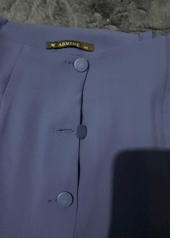 Düğmeli Midi Mavi Kumaş Kadın Pantolon - Görsel 4