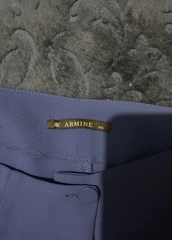 Düğmeli Midi Mavi Kumaş Kadın Pantolon - Görsel 5