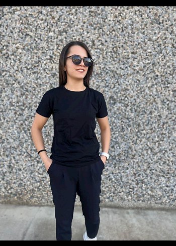 Basic Siyah Kadın Pamuklu T-shirt