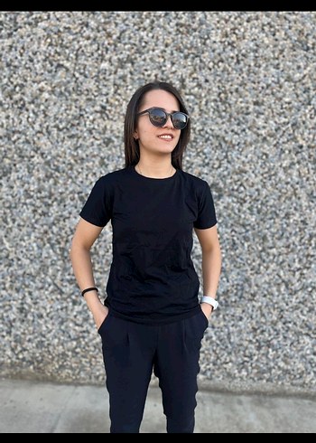 s Beden Basic Siyah Kadın Pamuklu T-shirt