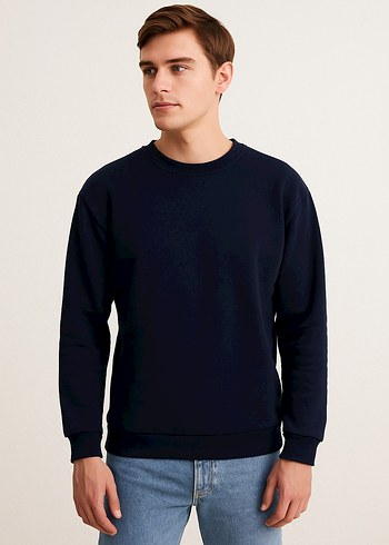 Erkek Lacivert Oversize Sweatshirt