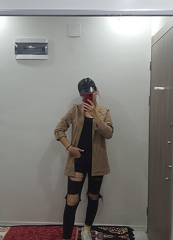 Çizgili blazer çeket