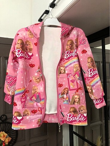 Tasarımcı Barbie kız çocuk fermuarlı sweat hırka ceket