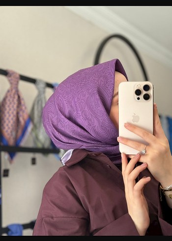 Dantelli Mor Kadın Soft Eşarp monoor marka - Görsel 9